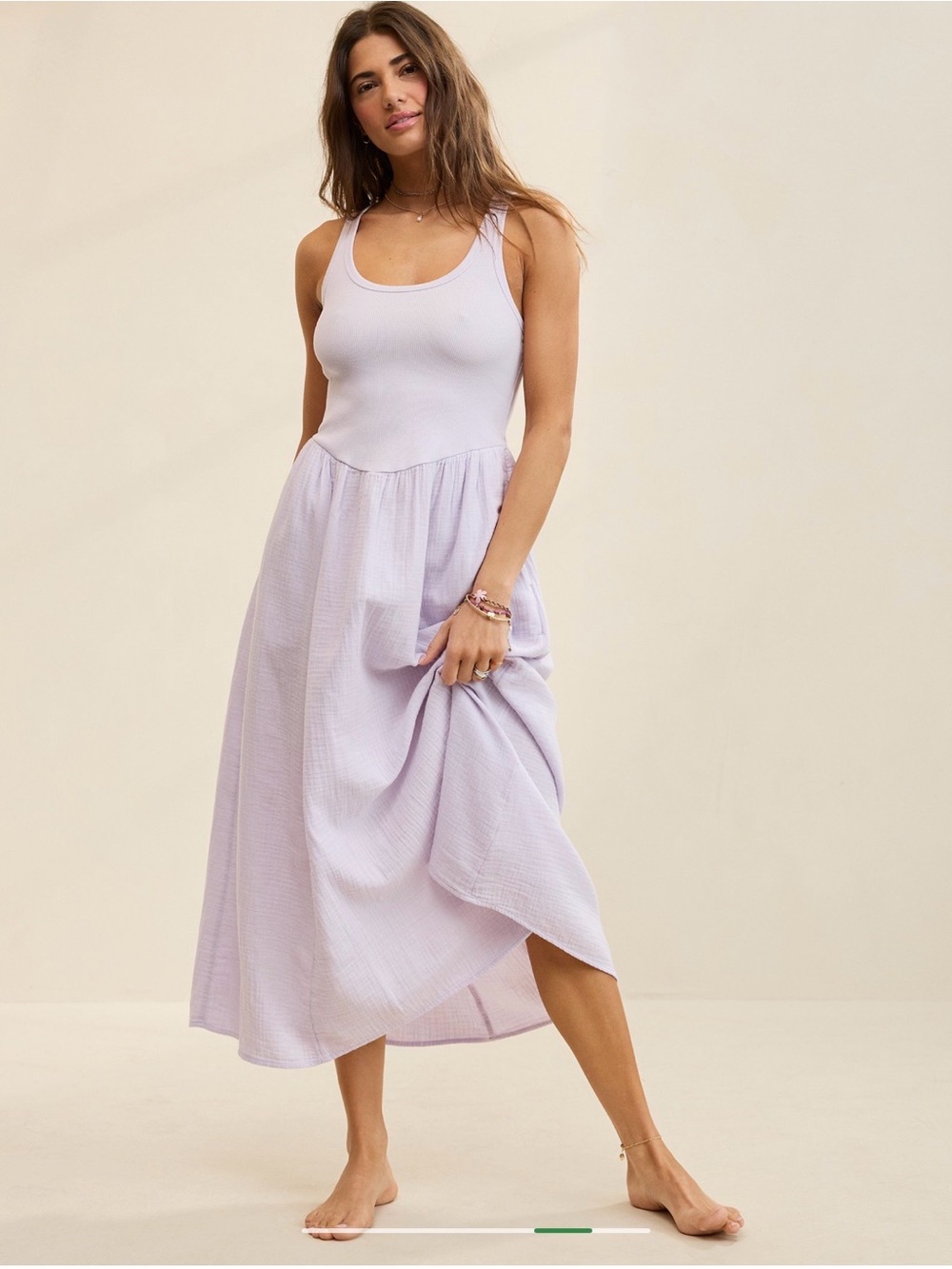 aerie Lavender Scoop Neck Midi Dress